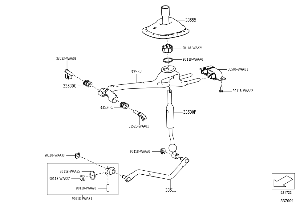 Bushing, Control Shift Lever Retainer