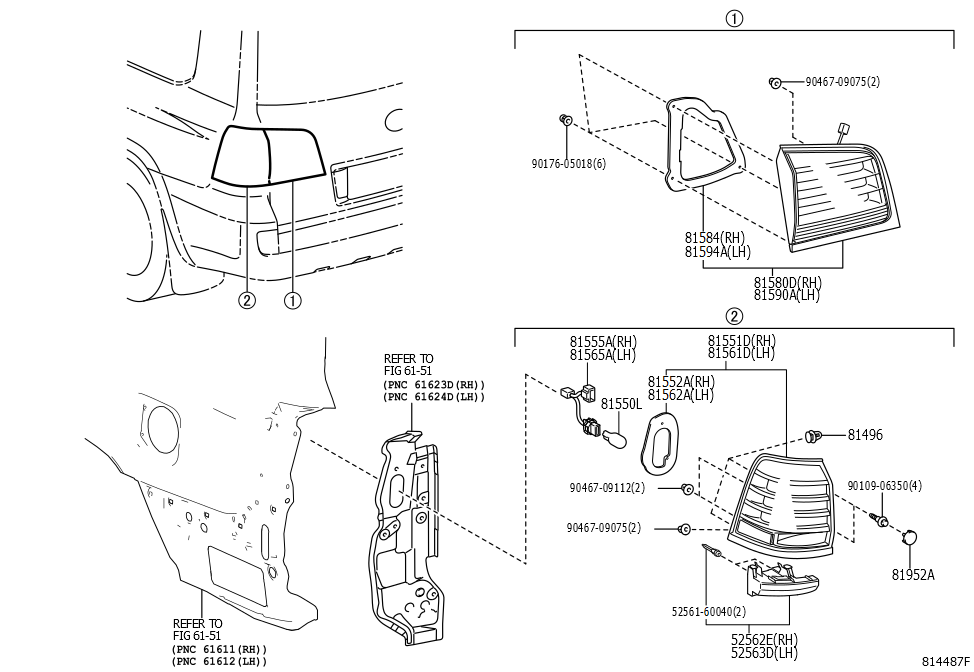 Lens & Body, Rear Combination Lamp, Left Hand