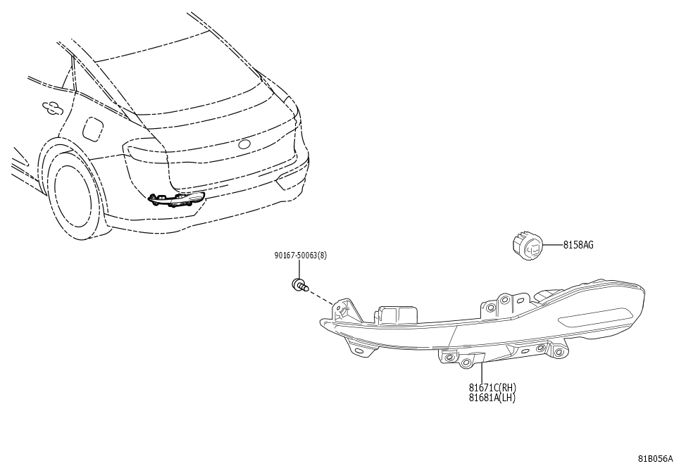 Lens & Body, Back-Up Lamp, Right Hand